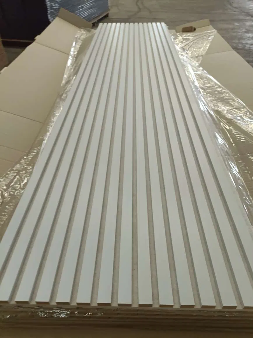 White PVC Film Wood Slat Acoustic Wall Panel Sound Absorption Ceiling