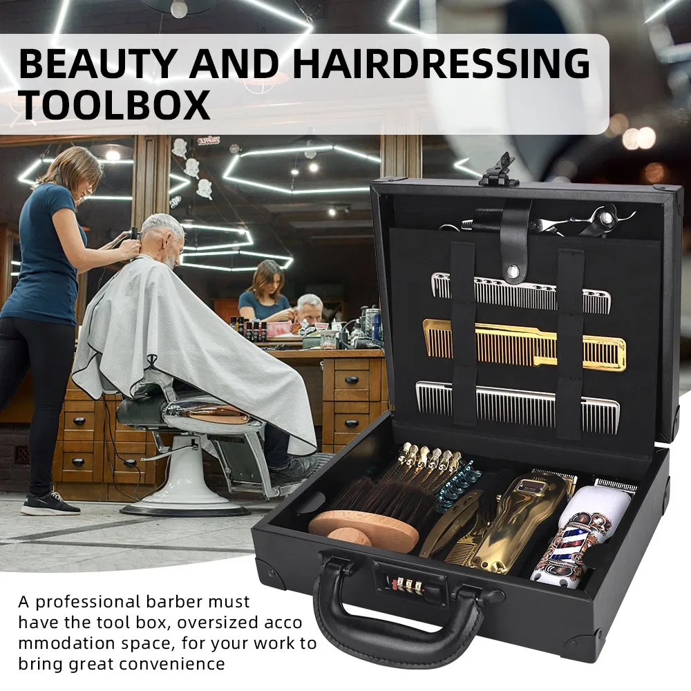 Professional Barber Case with Clipper Tray Organizer Portable Salon Carrying Case