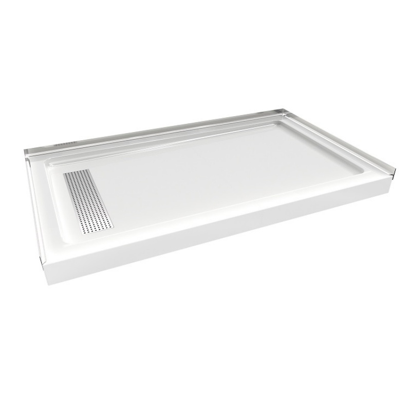 Customized Hotel Bathroom Rectangle Acrylic Shower Base with Stainless Steel Strain Cover