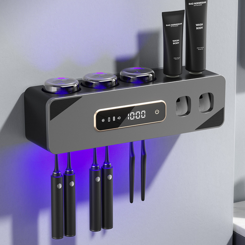 OEM UV Fast Charging Smart Touch Toothbrush Holder Wall Mounted Toothpaste Dispenser with Drying and Disinfection Function