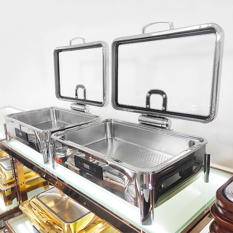 Catering Equipment Stainless Steel Rectangular Electric Food Warmer Buffet Stove Restaurant Chafing Dish