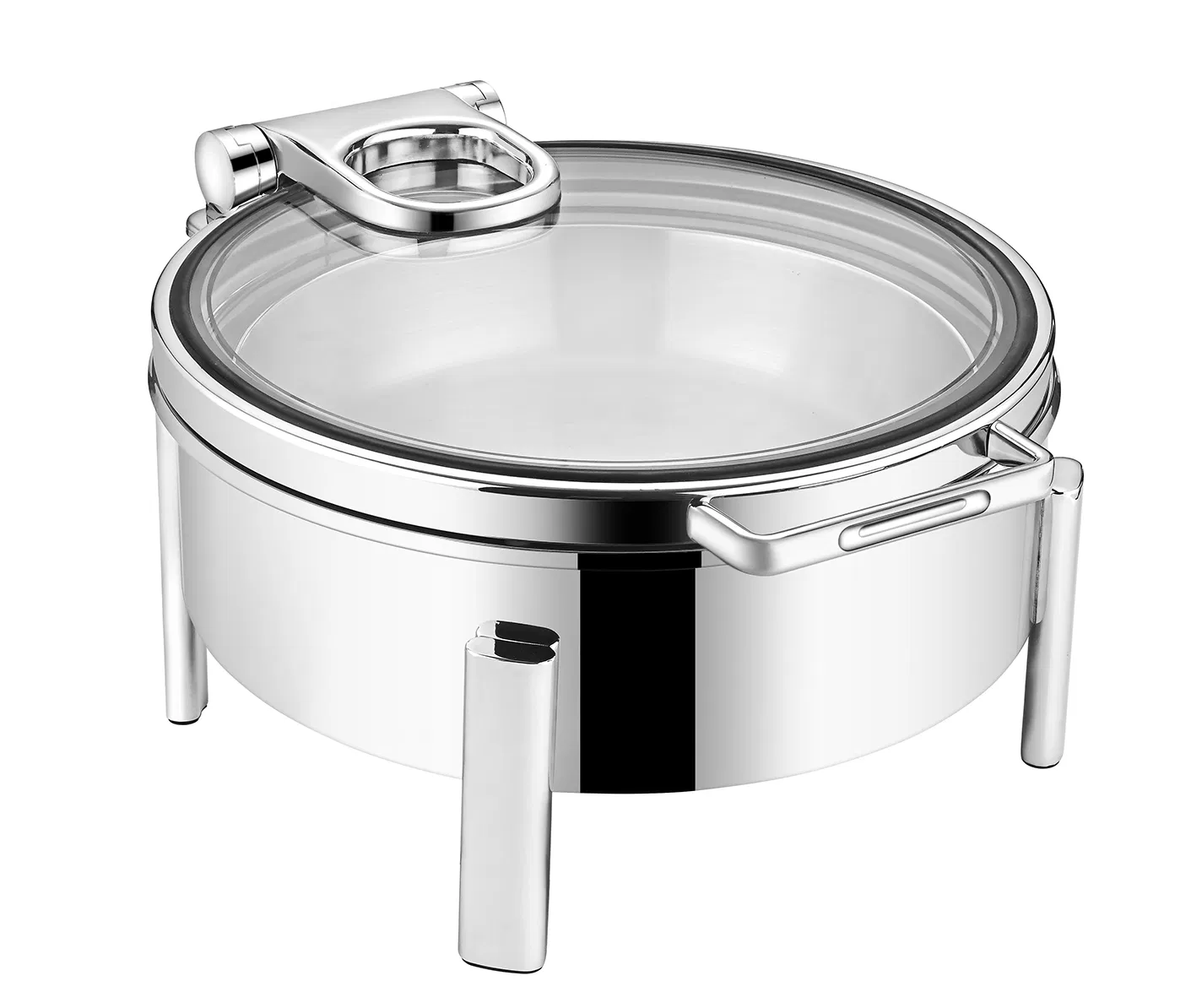 Modern 9L Rectangle Food Warmer 201 Stainless Steel and Glass Rose Gold Chafing Dish for Buffet Kitchen Equipment