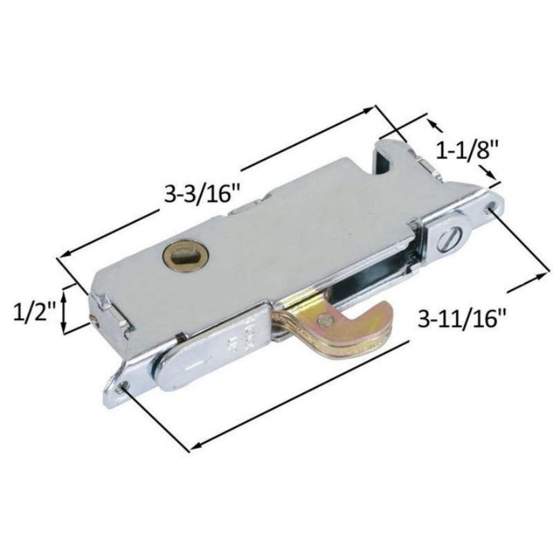 USA Mortise Lockset Sliding Door Hook Lock Body Cylinder Lock