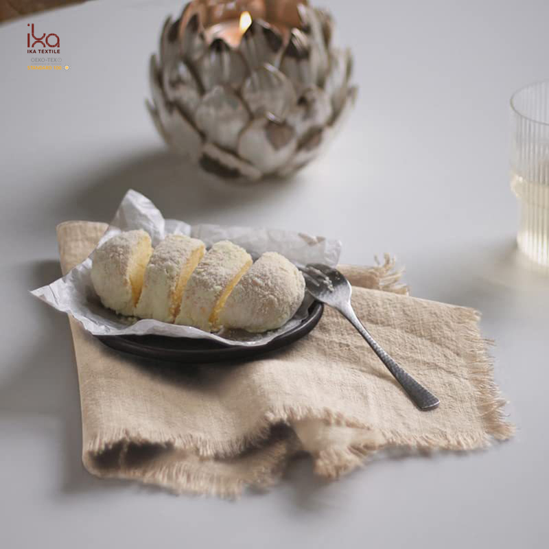 Wedding Party Beverage Decorative Personalized Dinner Logo Cotton Linen Cloth Custom Printed Table Napkins with Embroidery
