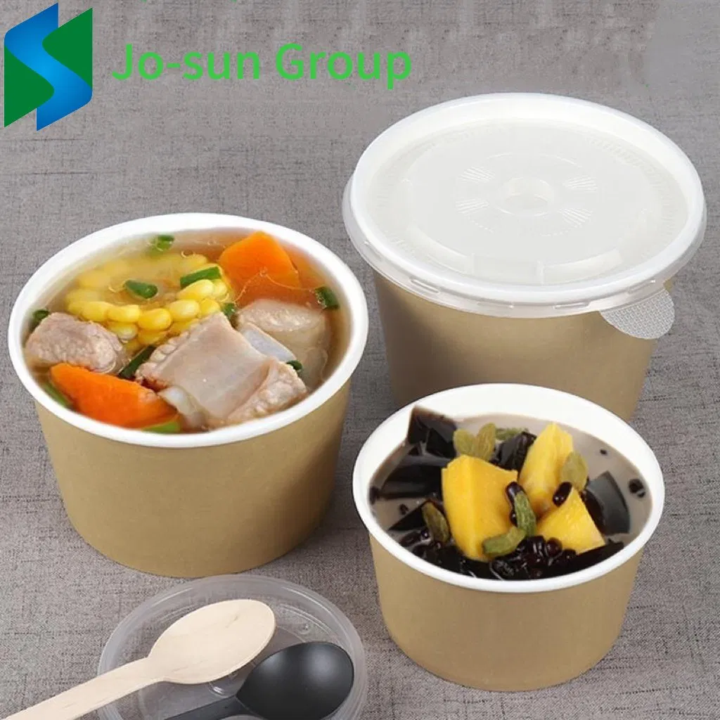 Wholesale Disposable Square Round Paper Cup Heatable Kraft Waterproof Custom Print Logo Paper Salad Bowl