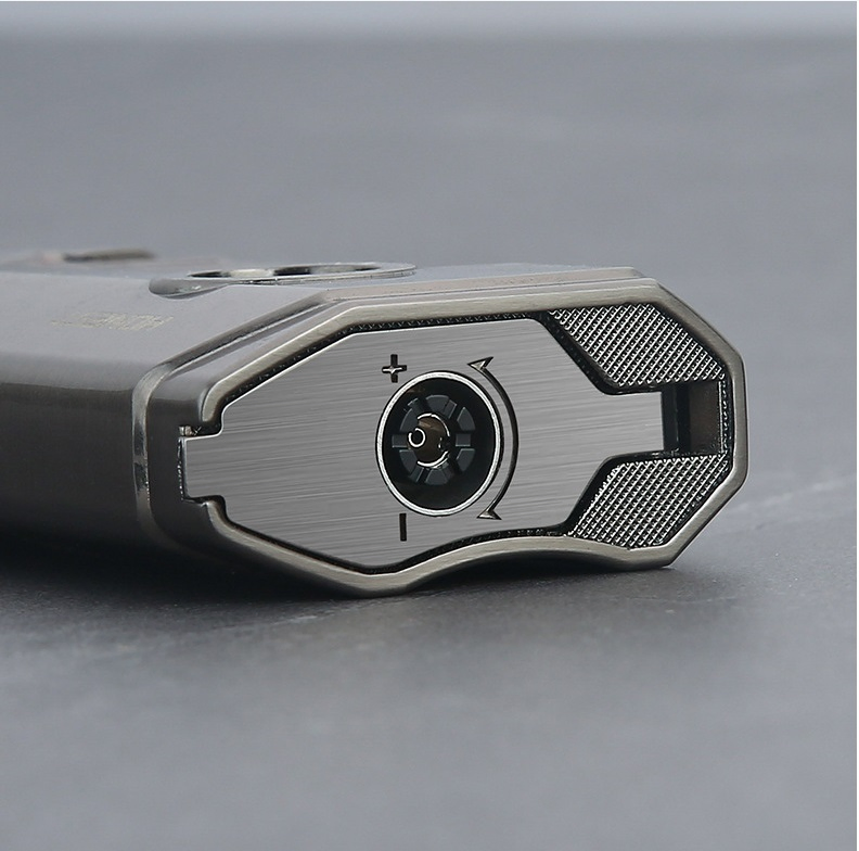 Refillable Torch Cigar Lighter with Built-in Cigar Punch, Cigar Holder, Triple Windproof Jet Flame Lighter with Gift Box