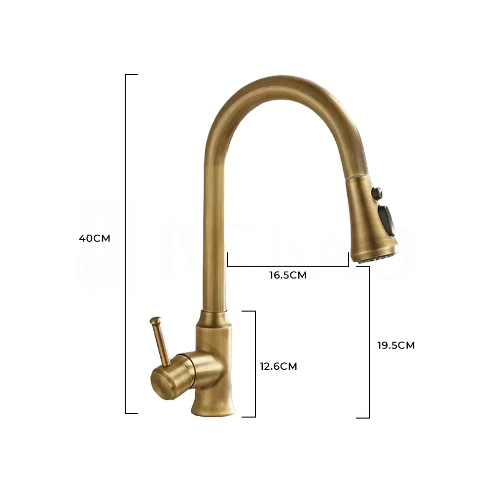 Classic Antique Pull out Kitchen Faucet 3 Function Brass Body Pull out Kitchen Sink Faucet