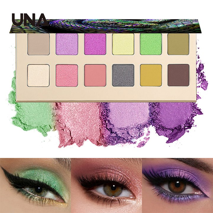 12-Color Animal Eye Eyeshadow Palette with Iridescent Scale Effect Waterproof Metallic & Matte Pressed Pigments Powder Form