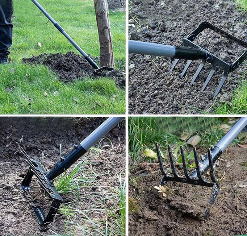 Heavy Duty Agricultural Tool Long Handle Scuffle Loop Hula Action Stirrup Garden Hoe Weeding Rake