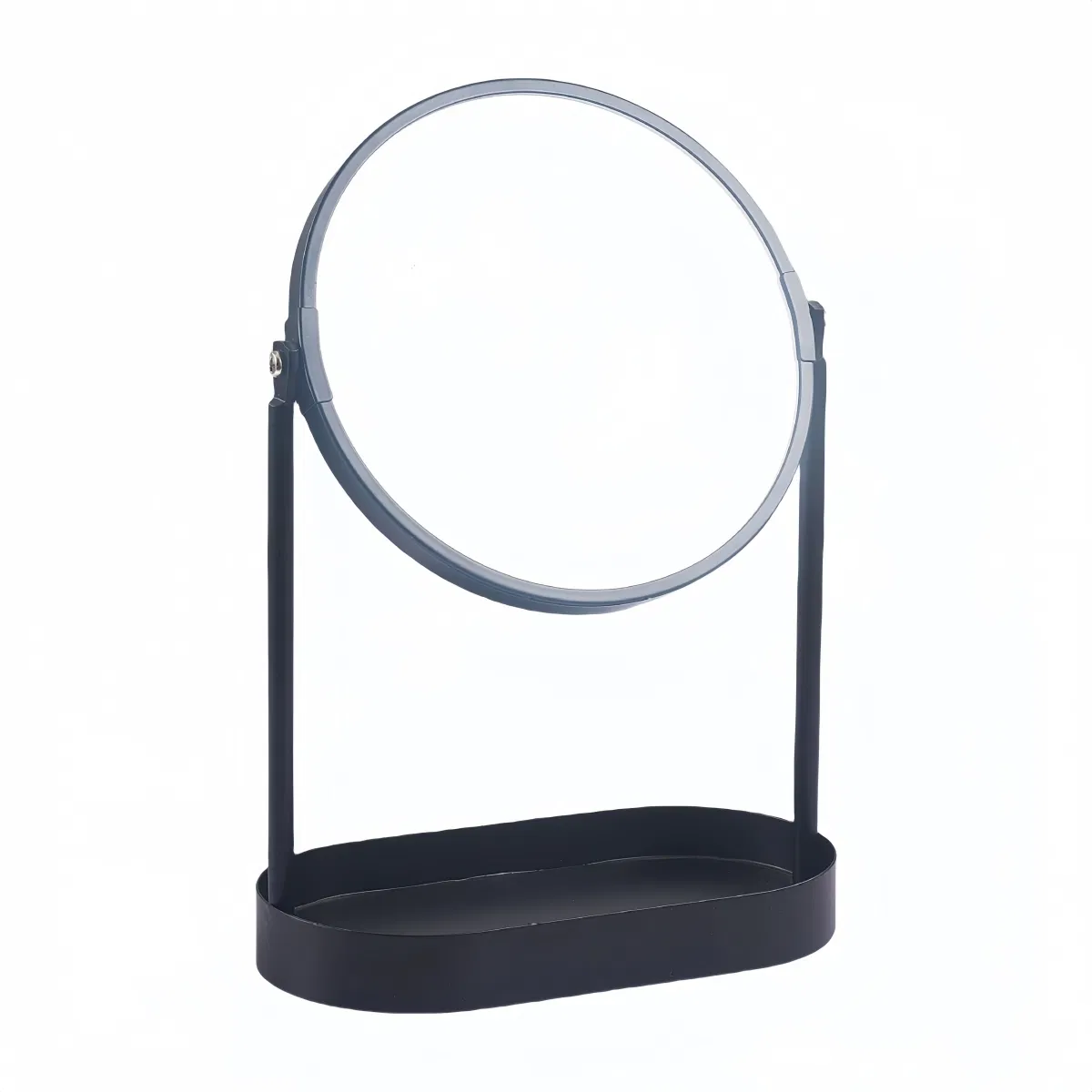 Custom Desktop Storage Cosmetic Mirror Metal Black Rotating Mirror