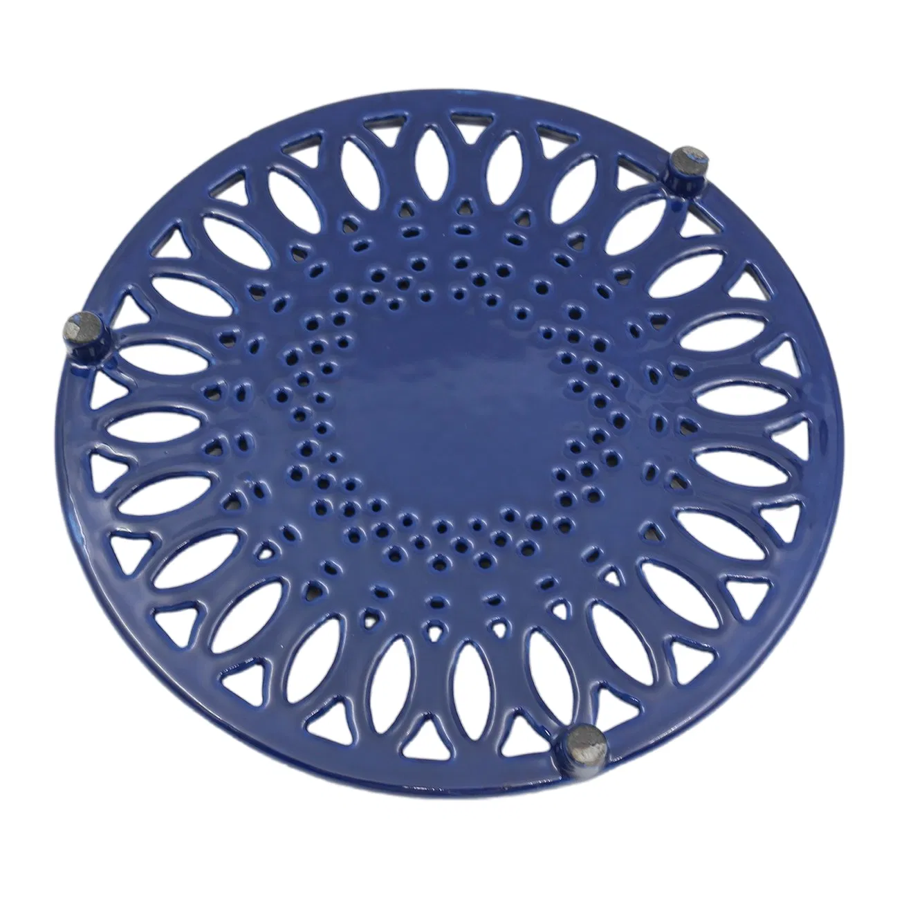 Blue Enamel Cast Iron Round Heat Resistant Pad for Hot Pots and Pans Heavy Duty Heat Resistant Pad