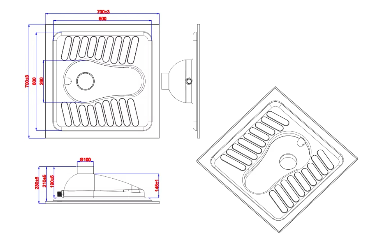 Stainless Squatting Pan Toilet Price Wc Squat Pan for Public Toilet