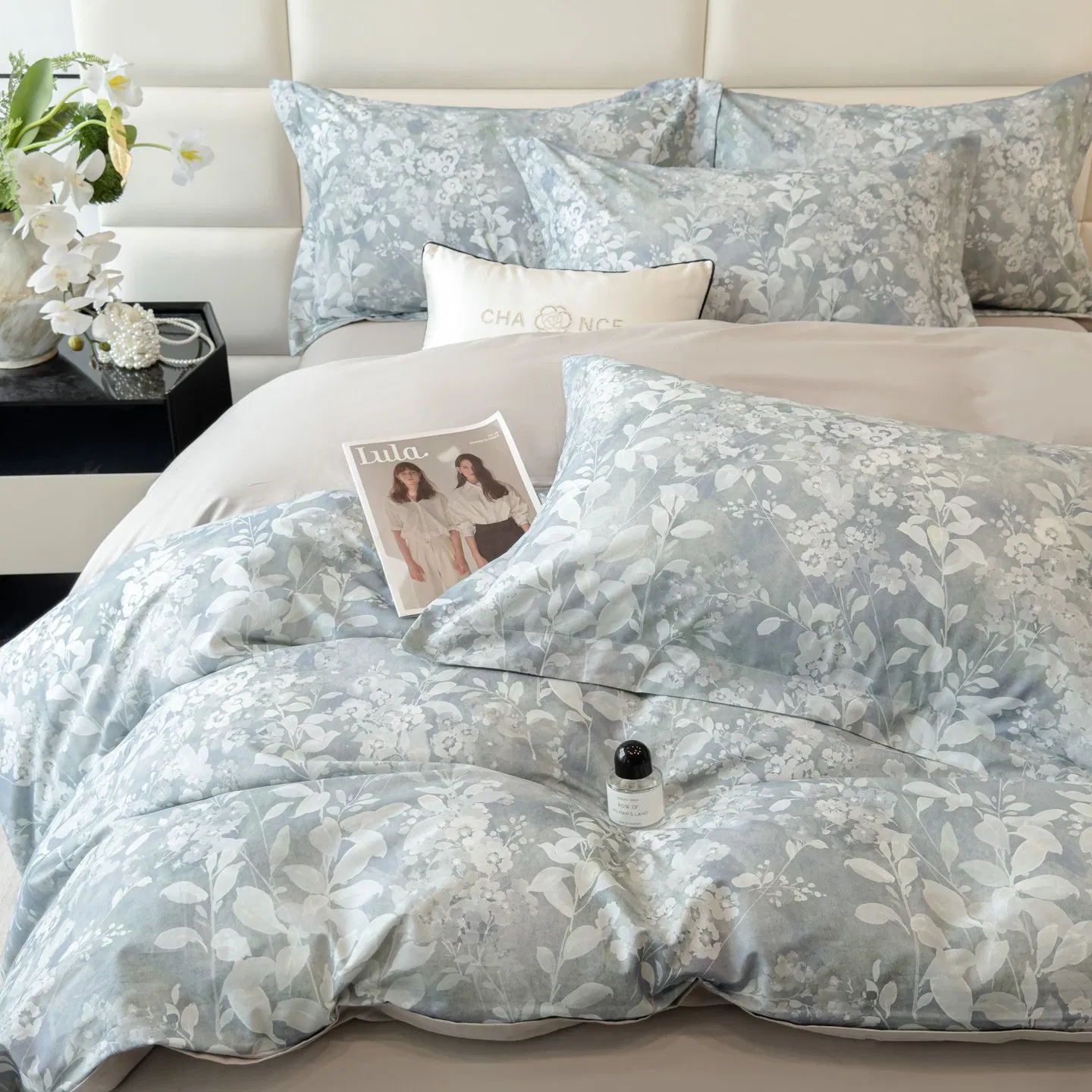 100% Cotton Home Textiles Bedding Set Flat Fitted Sheet with 2pillow Case