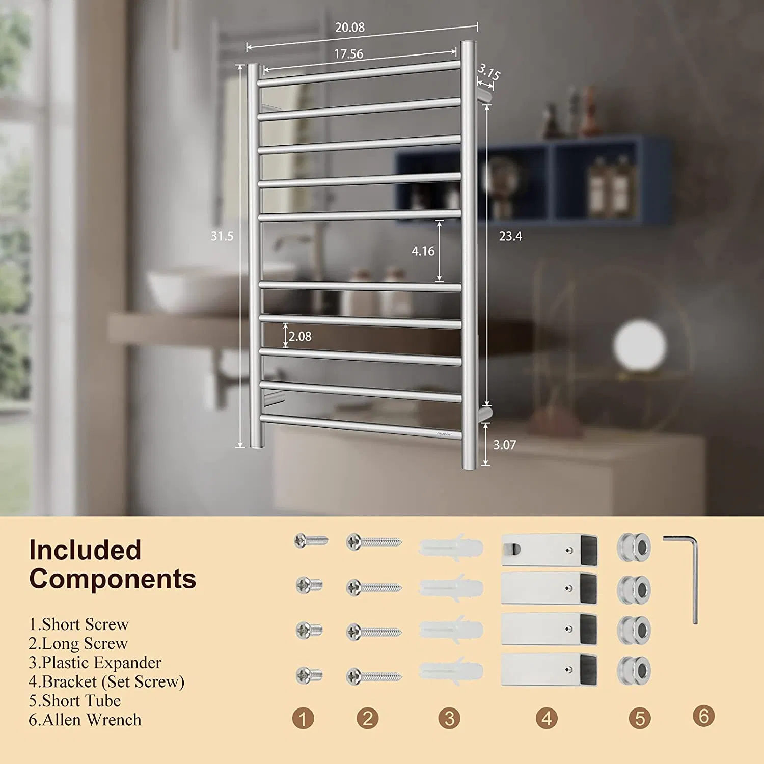 High Quality SUS304 Electric Towel Warmer Heated Towel Rack for Bathroom