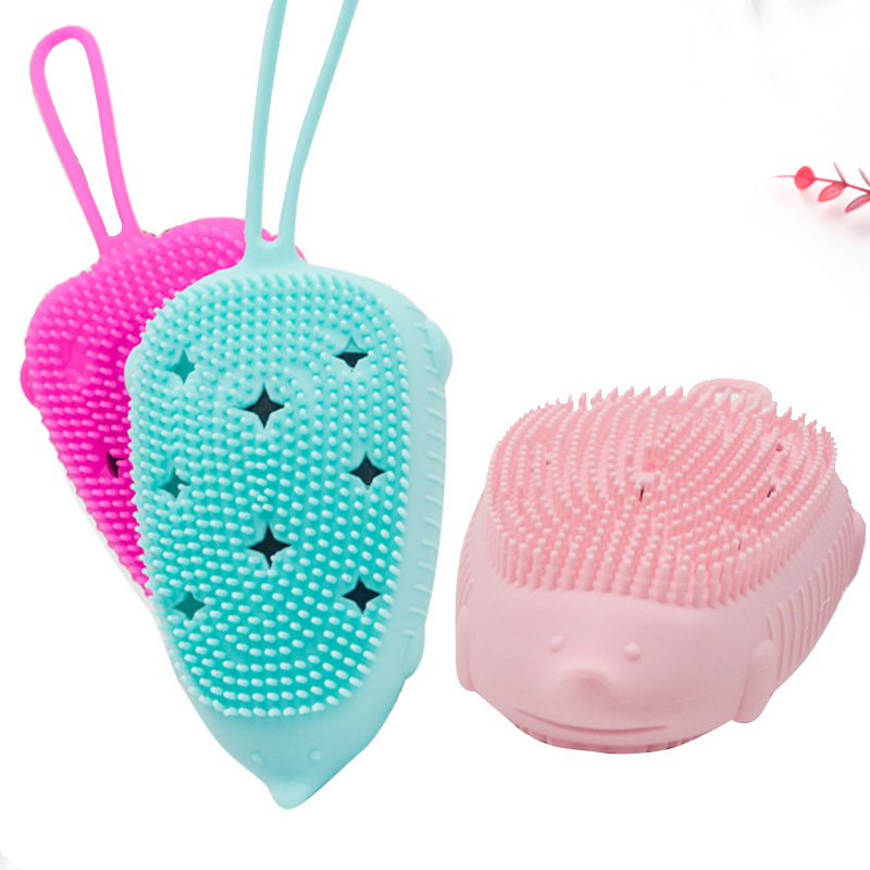 Silicone Lathering Sponge Bath Brush, Hedgehog Bath Brush, Children's Massaging Bath Brush