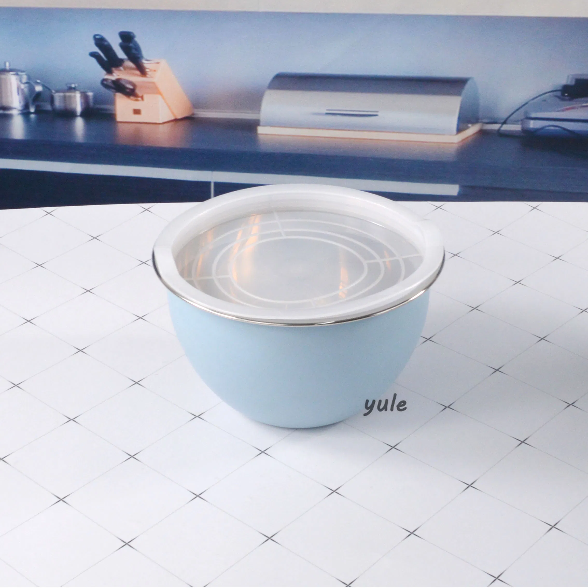 European Fruit Bow 5PCS Korean Style Washing Vegetable Food Serving Stainless Steel Salad Bol with PE Plastic Lid Germany Bowl