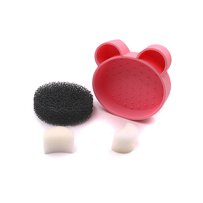 Bear Shape 2in1 Makeup Brushes Silicone Scrubber Mat Esg13917