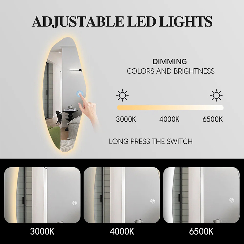 Unique Irregularly Shaped Dressing Mirror with Light for Elegant Spaces