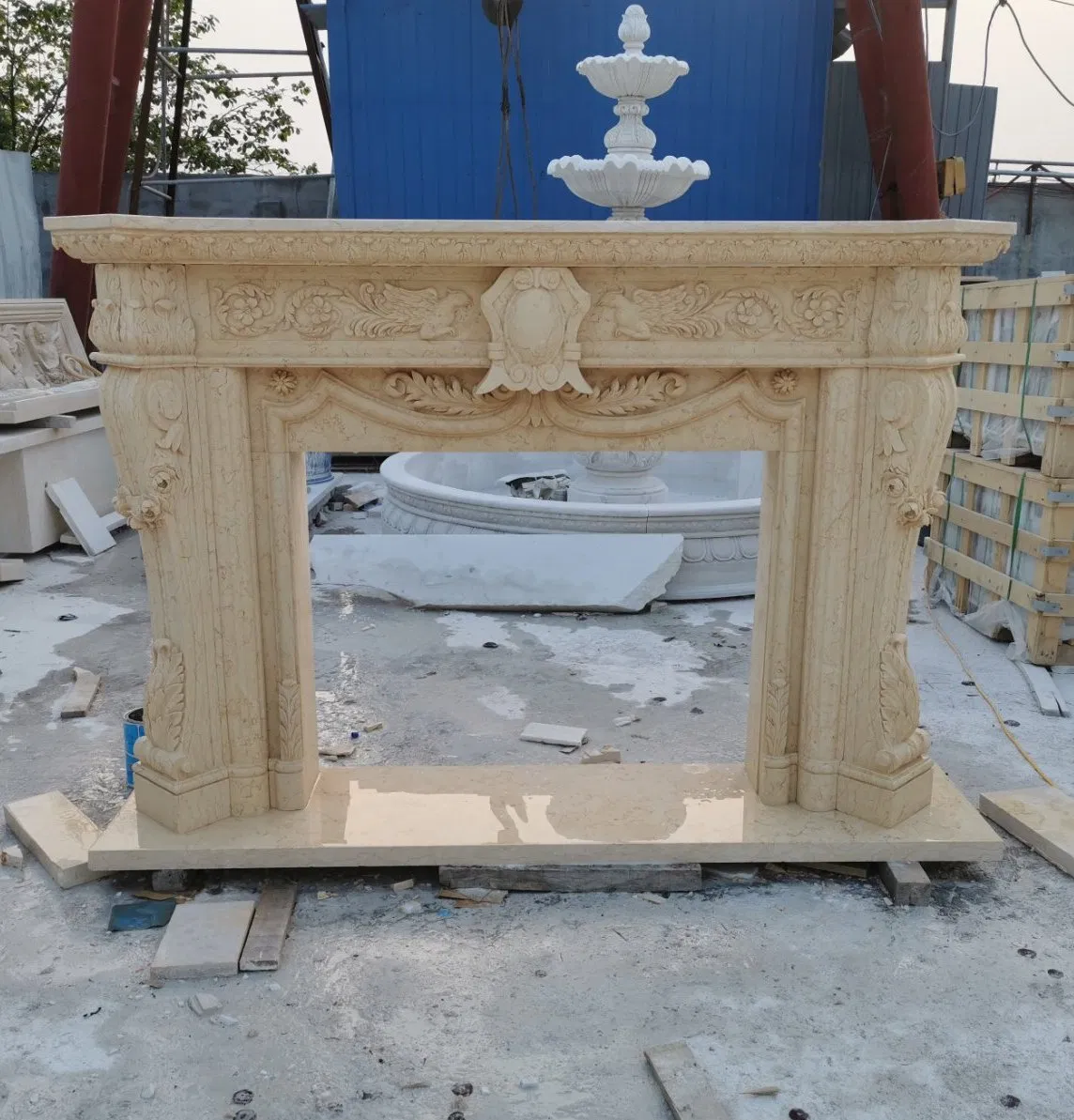 Hot Selling Factory Wholesale Antique Classic Marble Fireplace Natural Stone Mantel for Sale (SYMF-501)