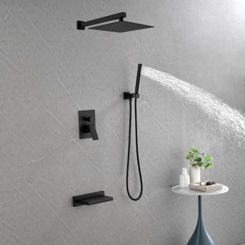 Gun Metal Coating Brass Shower Mixer Wall Exposed Bath Shower Set