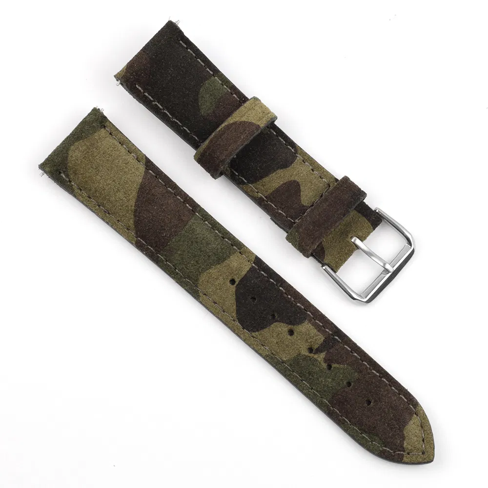 High Quality Camo Green Leather Watch Strap Wrist Watch Strap Leather Watch Bands