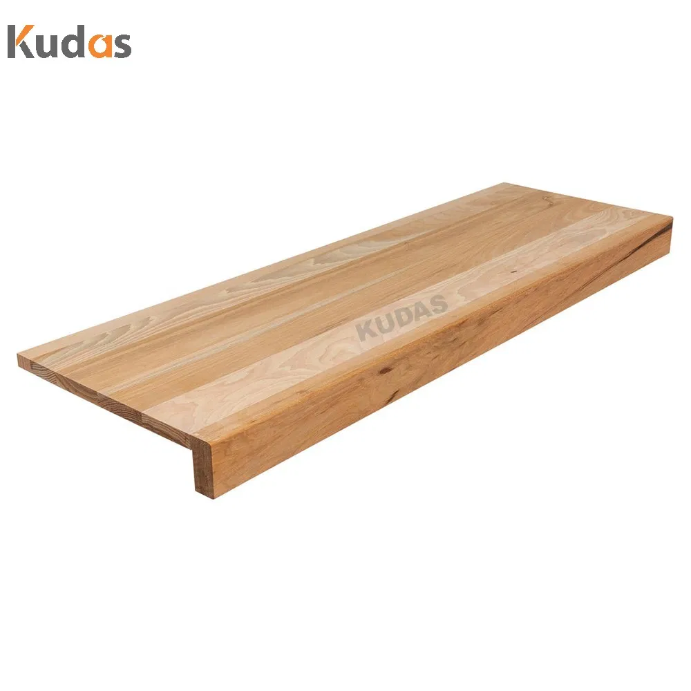 Invisible Stringer Straight Stairs Red Oak Solid Wood Tread for Staircase