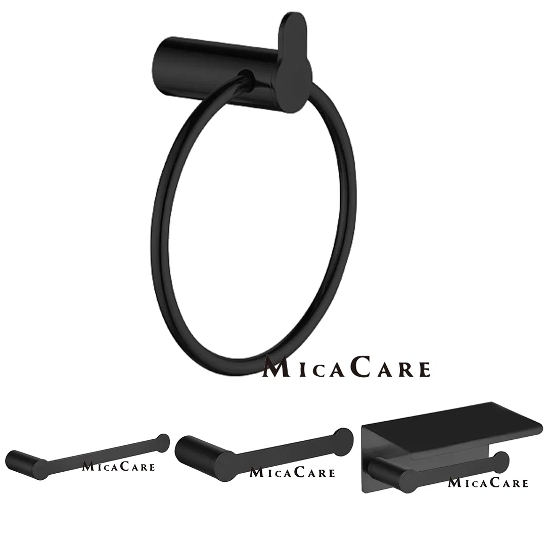 Chic Black Towel Ring with Elegant Spray Paint Finish for Bathroom Design
