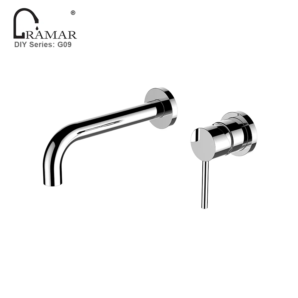 Elegant Brass Wall-Mount Faucet for Colorful Bathroom Sinks