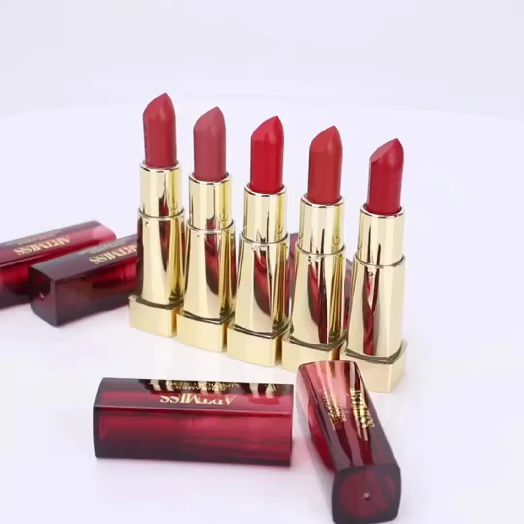 Make Your Own Makeup Cosmetic Golden Tube Lipstick Private Label Lip Balm Matte Lipstick