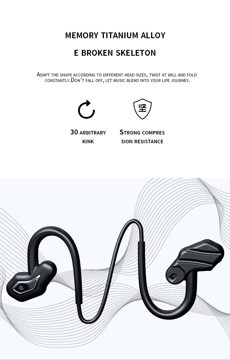 New Design Ipx5 Bt Headset Hanging Ear Sports Headset Waterproof Bone Conduction Bluetooth Earphone