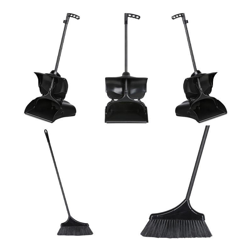 Household Cleaning Tools Plastic Windproof Broom and Dustpan Set Foldable Upright Dustpan
