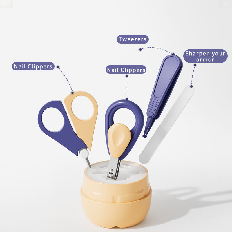Wholesale Custom Newborn Baby Manicure Set Non-Slip Scissors Professionalnail Grooming Kit with Cute Case Gift