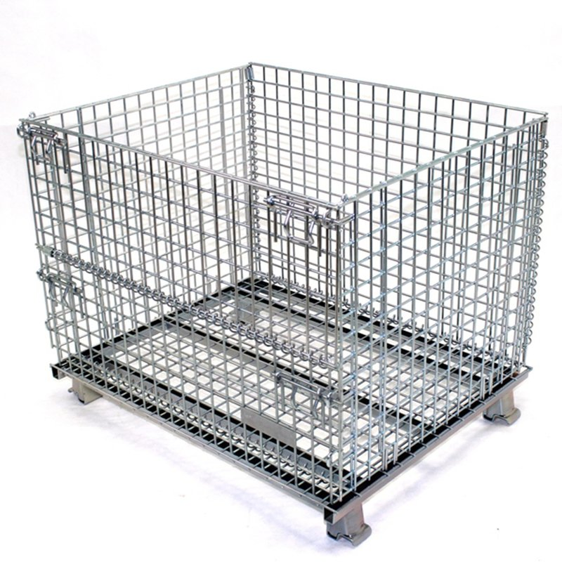 Heavy Duty Steel Collapsible Wire Mesh Pallet Container for Warehouse Storage