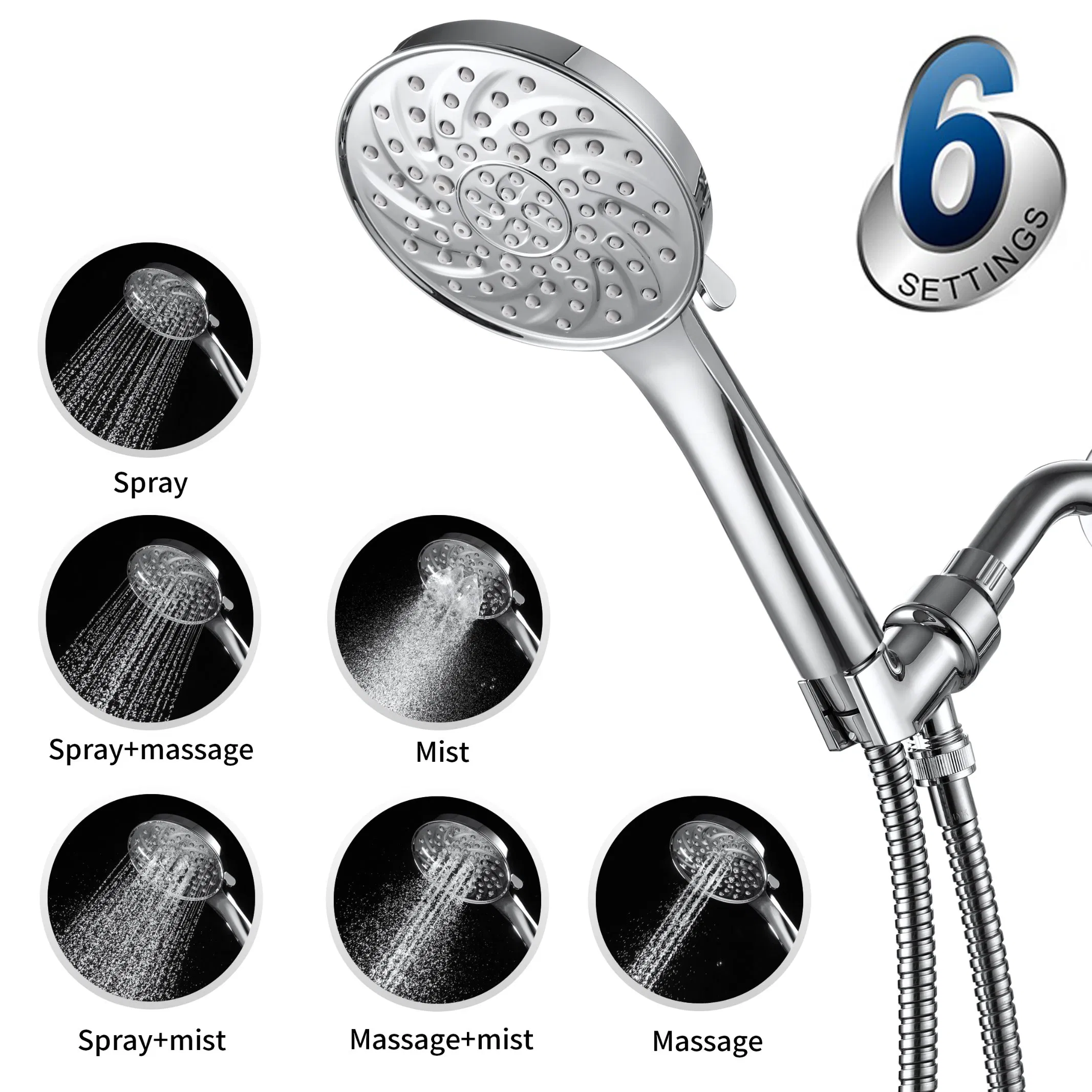New Design Hand Shower 4 Setting Spray Handshower Showerhead for Shower
