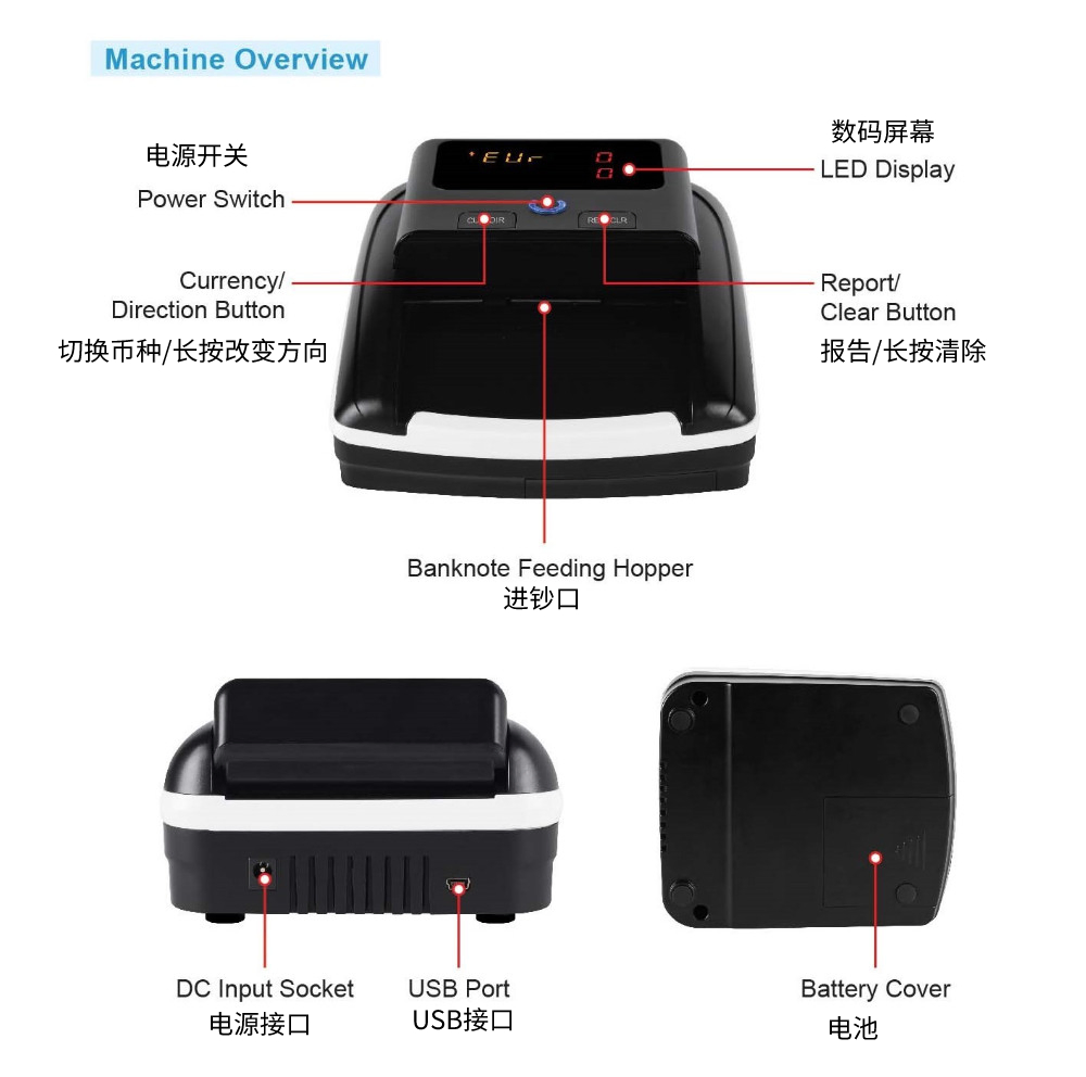 Al-130 Proper Price Top Quality Portable Mone Money Detector Currency Detector