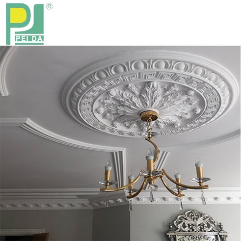 New Pop Design Fireproof Rose Gypsum Cornice Fiber