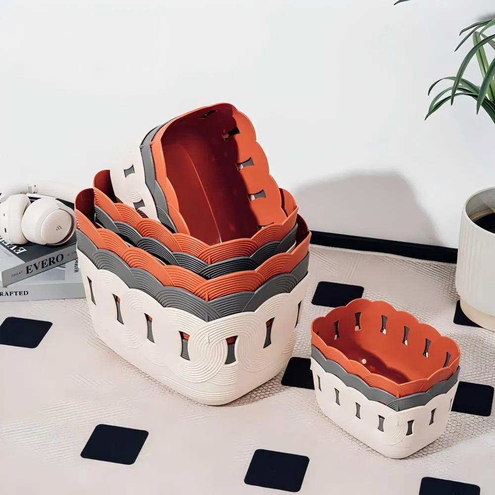 Stylish Square PP Plastic Storage Basket for Home Organization