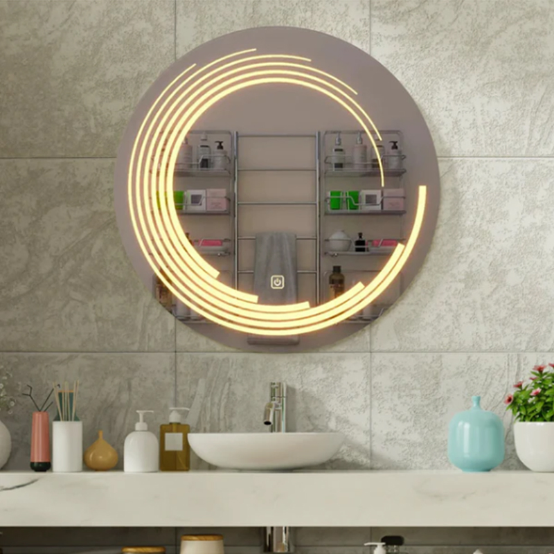 Bathroom Light Poster Display Screen Vanity Smart LED Mirror with Defogger
