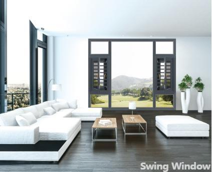 Thermally Broken Bullet Proof Windows Double Glass Casement Aluminum Window Swing Customized Modern