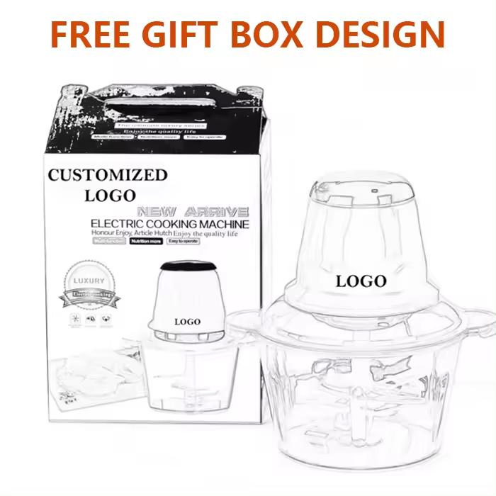 Jewin New Design 250W Mini Electric Meat Grinder 2L 3L Food Processor with 2 Speeds Ss Housing for Garlic Vetables Juicing