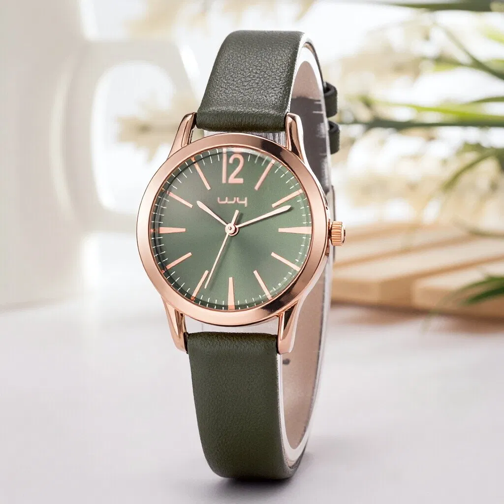 Customize Leather Strap Alloy Case Casual Quartz Wrist Watches (WY-114A)