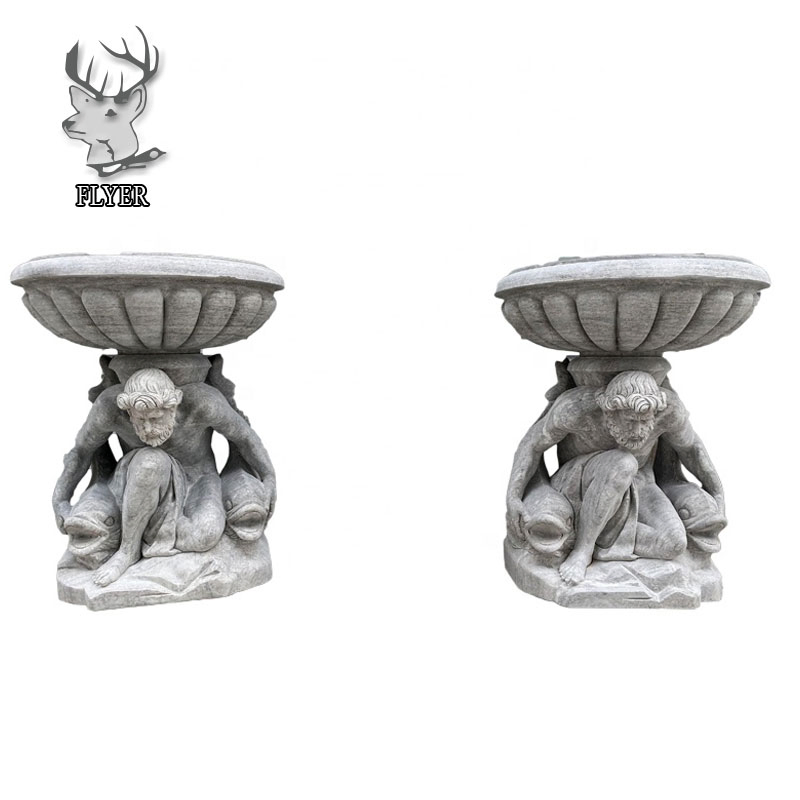 Factory Direct Price Garden Stone Carving Flowerpot Sculpture Classic Design Handmade Antique White Marble Flowerpots