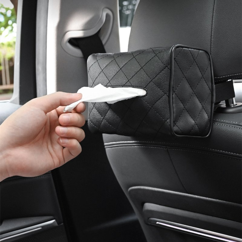 Universal PU Leather Car Tissue Box Cover Sun Visor Chair Back Hanging Type Leather Tissue Box