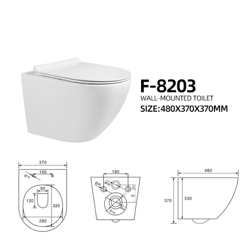 Bathroom Sanitary Ware Wall-Mounted Concealed Cistern Wall Hung Toilet