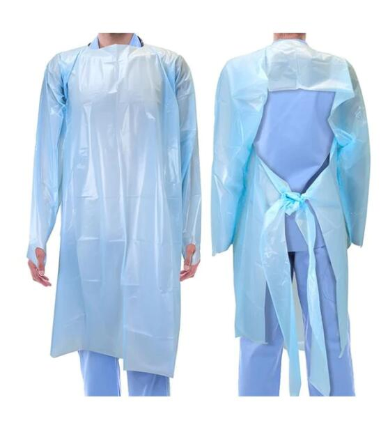 Polyethylene Disposable Waterproof Non Sterile CPE Gown with Thumb Hole