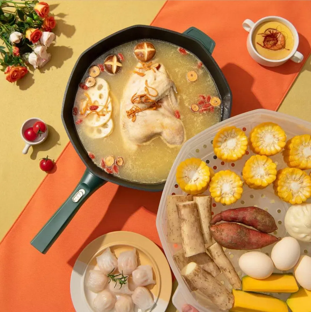 Electric Frying Pan 32cm Non Stick Portable Automatic Electric Skillet Hot Pot