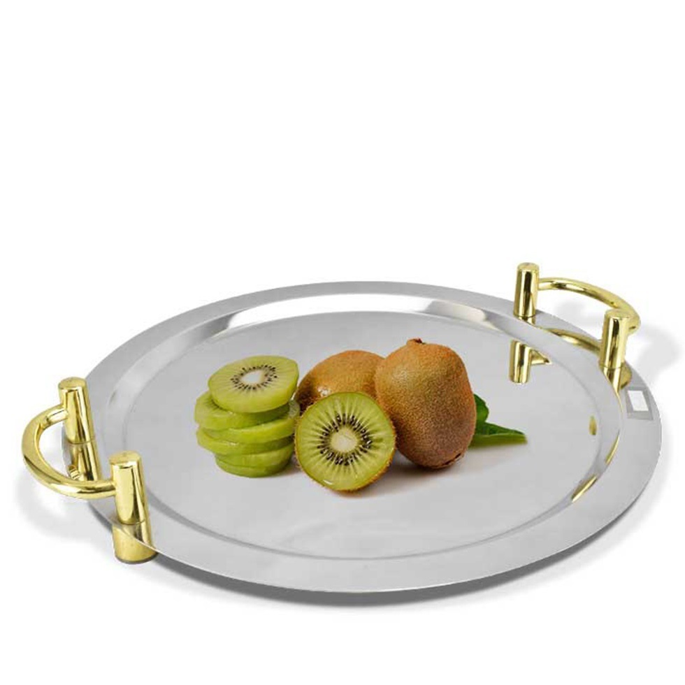 Stainless Steel Ear Mirror Surface Round Square Flat-Bottomed Dessert Plate Tray