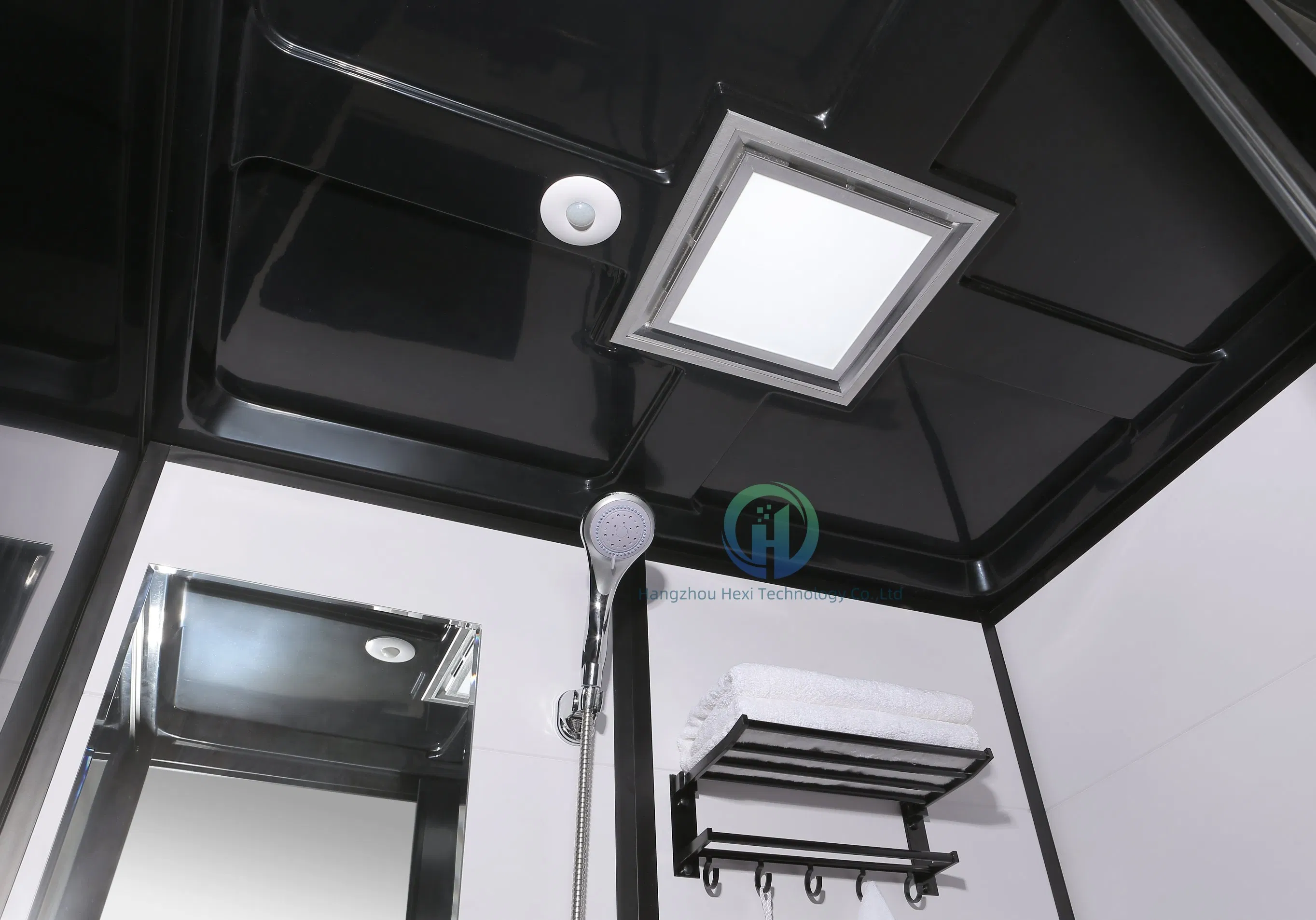 Stylish Black Prefab Bathroom with Toilet for Shower