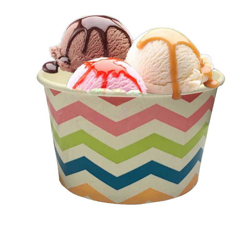 Food Grade Custom Printed 3oz 100ml Paper Ice Cream Cup with Lid