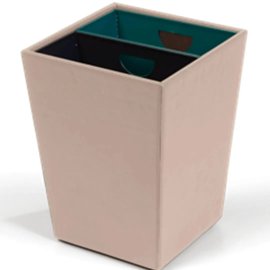 Hotel Supplies of Square Waste Bin Made of Sustainable Vegan Pineapple Leather